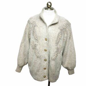 80’s Vintage Angora Beaded Furry Cardigan Jacket